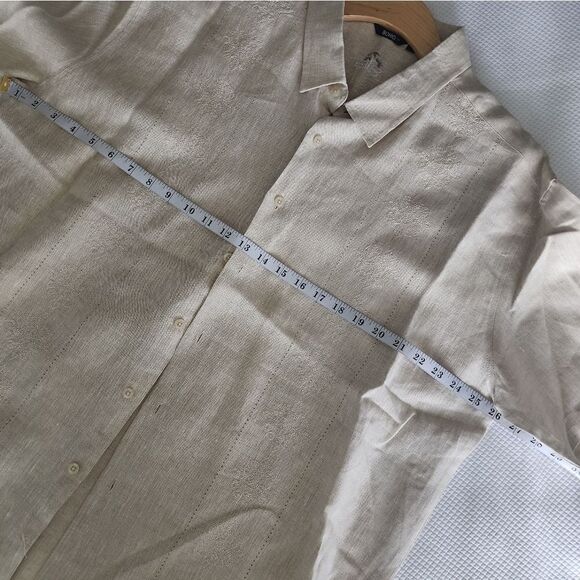 Bohio linen button down shirt tropical Resort coastal short sleeve - Picture 6 of 10